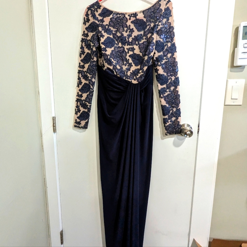 Lauren evening dress, cream and navy blue